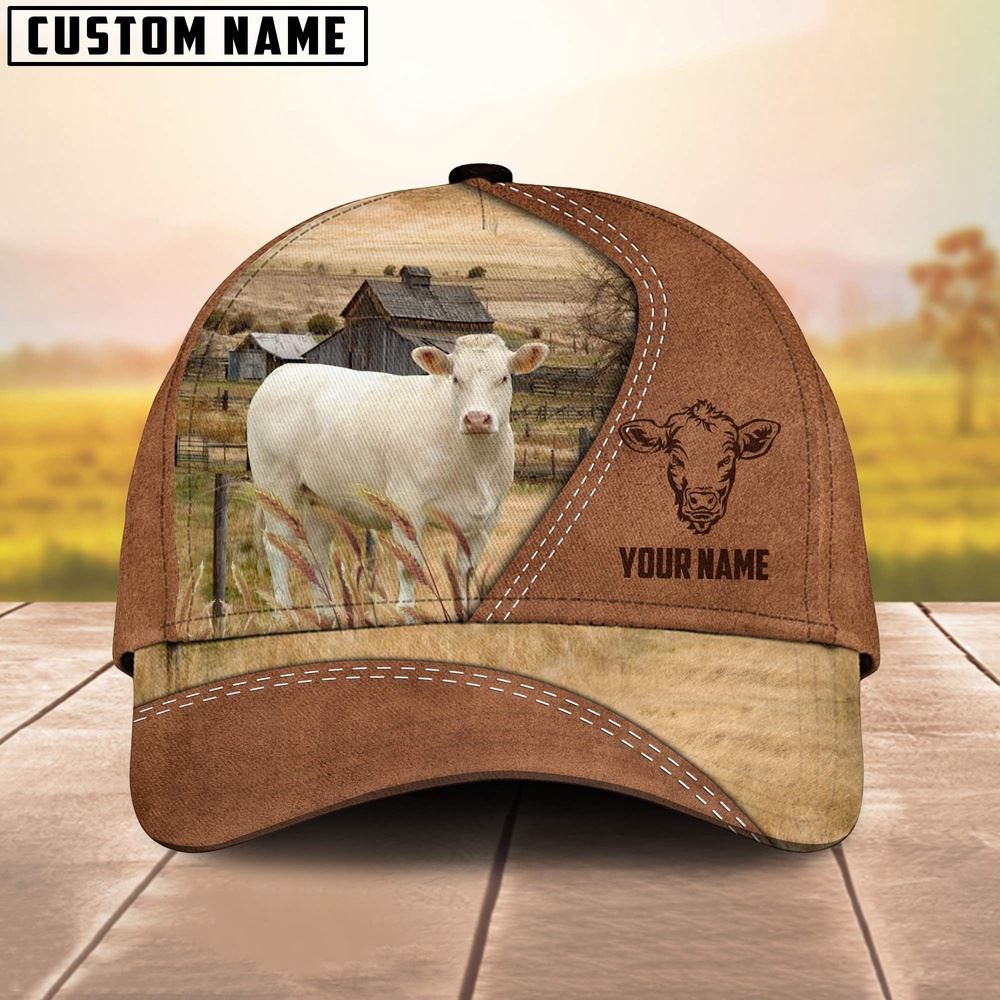 Charolais Customized Name Brown Cap Farm Cap Farmer Baseball Cap Gift For Farmer