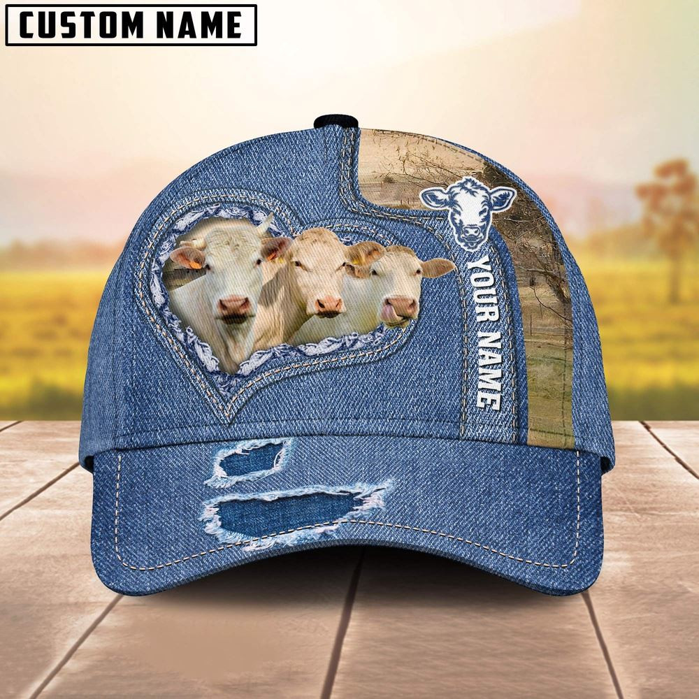 Charolais Customized Name Denim Cap Farm Cap Farmer Baseball Cap Gift For Farmer