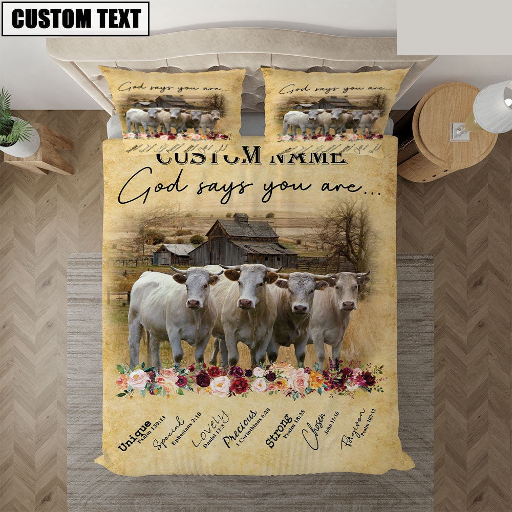 Charolais God Says You Are Custom Name Bedding Set Thoughtful Wedding Gifts