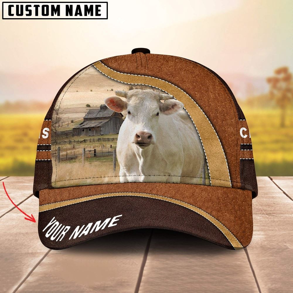 Charolais Happy Face Customized Name Cap Farmer Baseball Cap Gift For Farmer