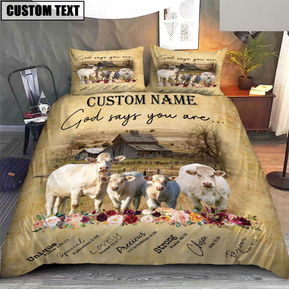 Charolais No Horn God Says You Are Custom Name Bedding Set Thoughtful Wedding Gifts