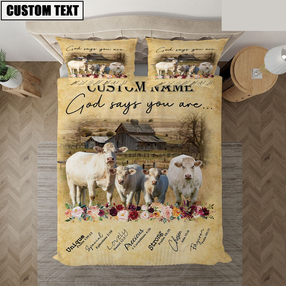 Charolais No Horn God Says You Are Custom Name Bedding Set Thoughtful Wedding Gifts