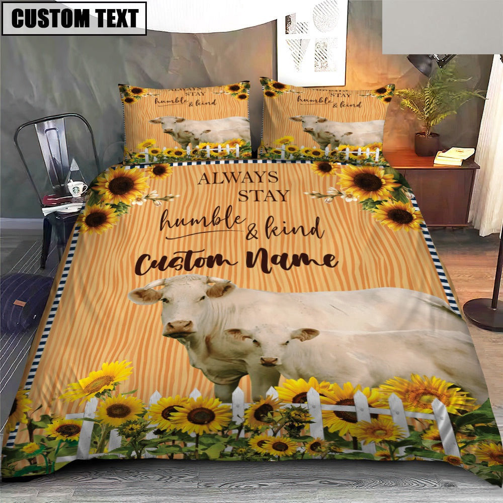 Charolais Stay Humble And Kind Custom Name Bedding Set Thoughtful Wedding Gifts
