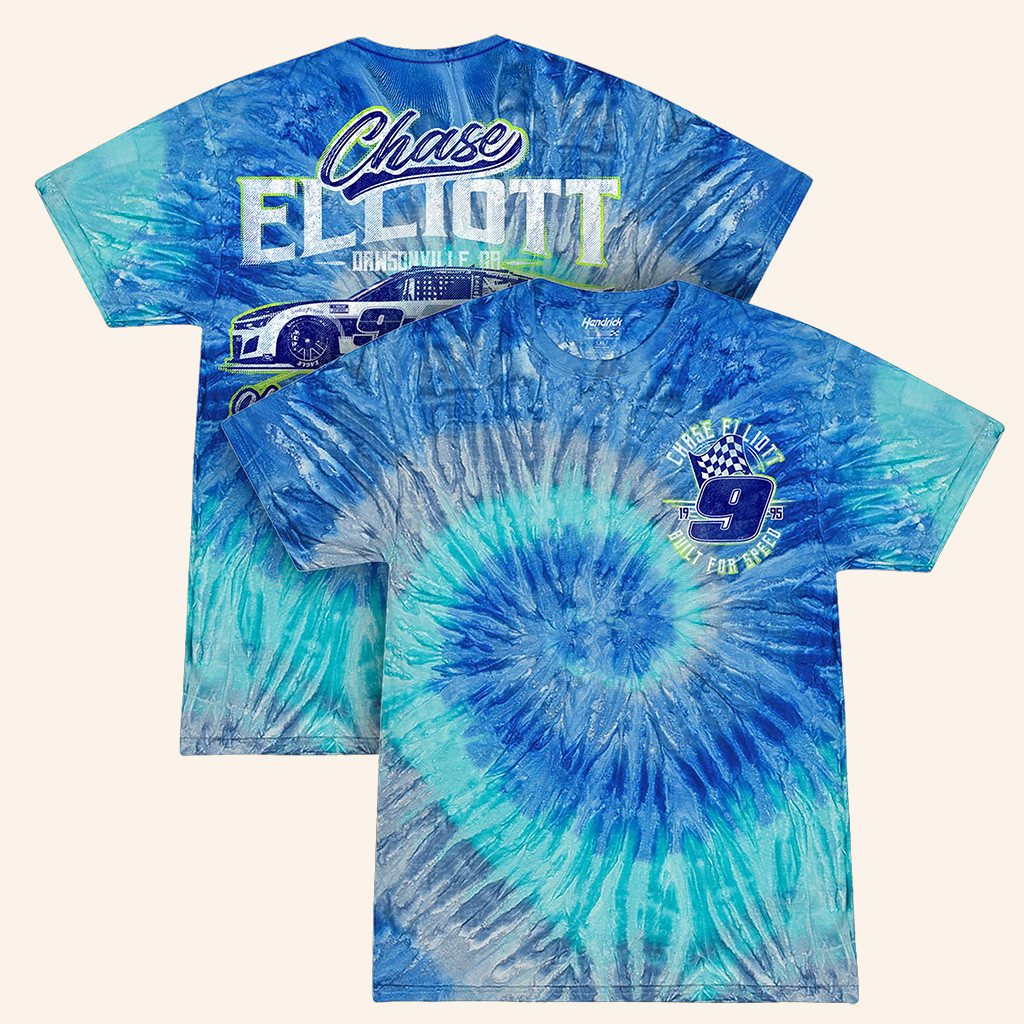 Chase Elliott Merch Hendrick Motorsports Team NAPA Blue Tie Dye Shirt Gifts For Racing Fans