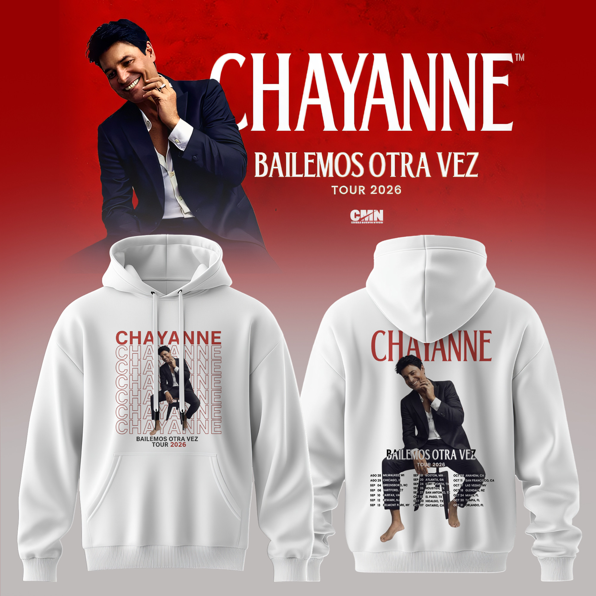 Chayanne Bailemos Otra Vez Tour 2026 Hoodie Chayanne Apparel Best Gift For Music Lovers