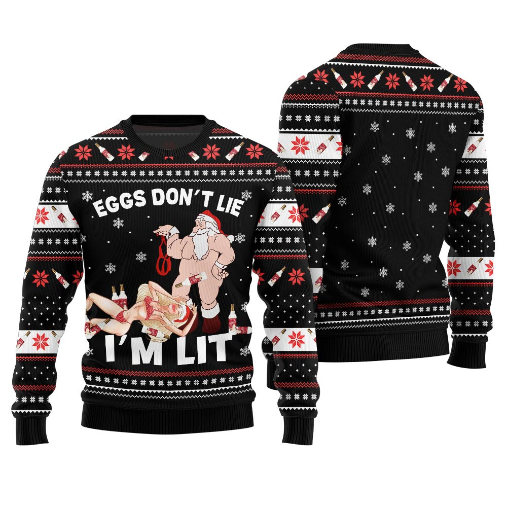 Cheeky Drink Till Eggnog Naughty Ugly Christmas Sweater Funny Holiday Sweater for Family Gatherings