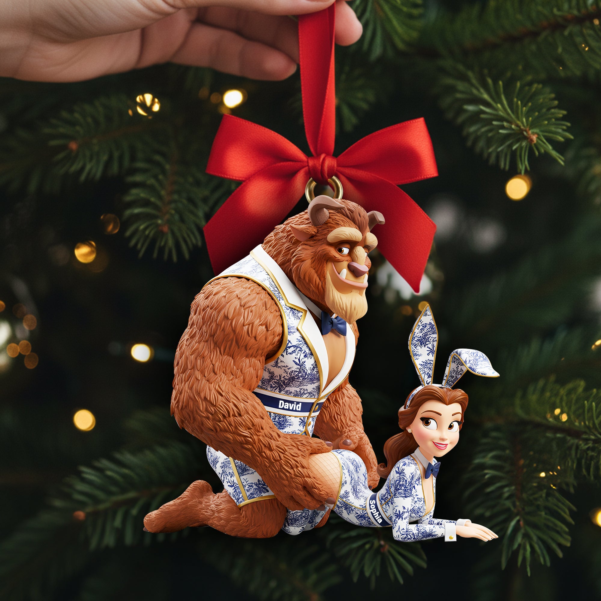 Cheeky Fairytale Couple Ornament - Personalized Gifts For Couple - Xmas Ornament Gift