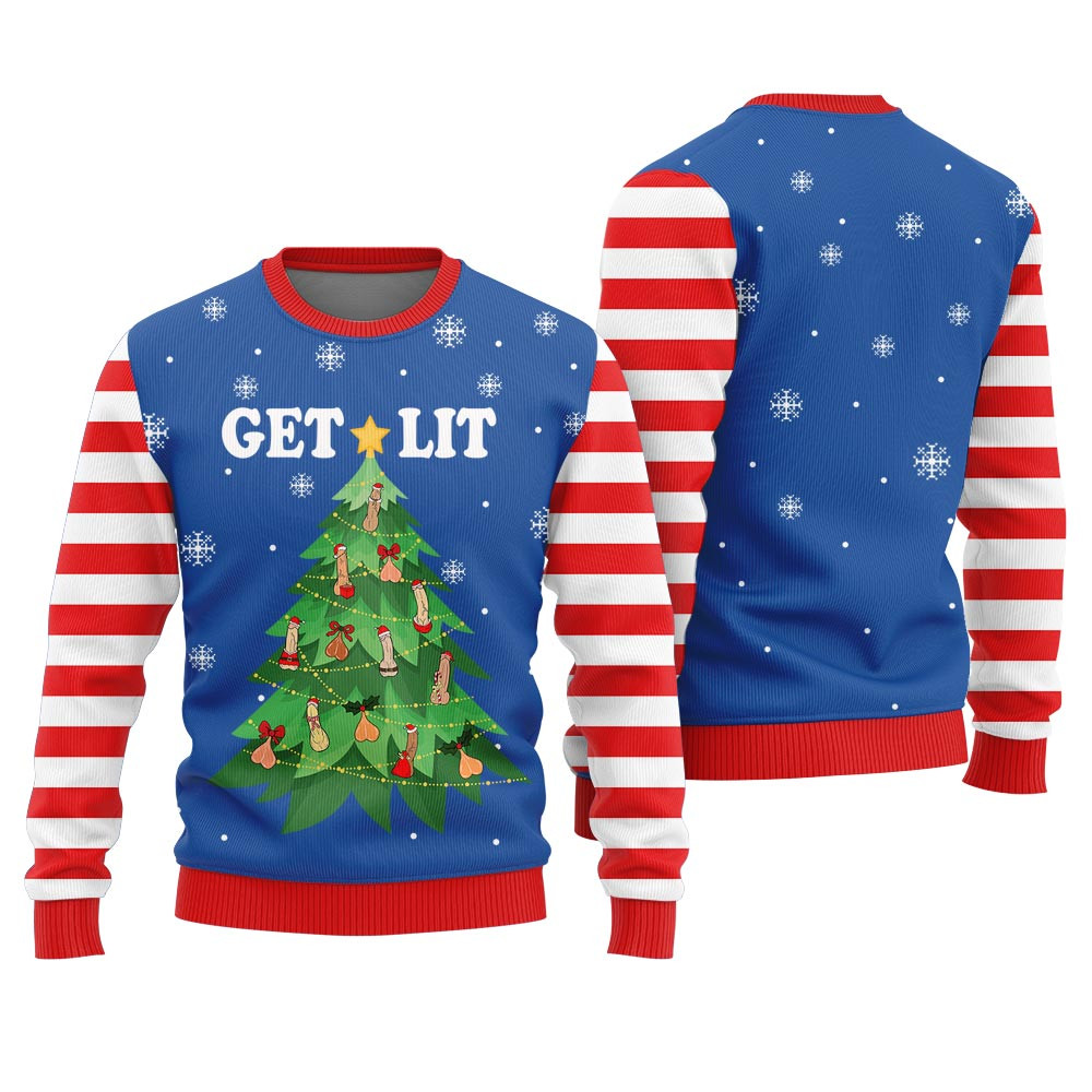 Cheeky Get Lit Dickmas Ugly Christmas Sweater For Women Cute Holiday Sweatshirt to Spread Joy