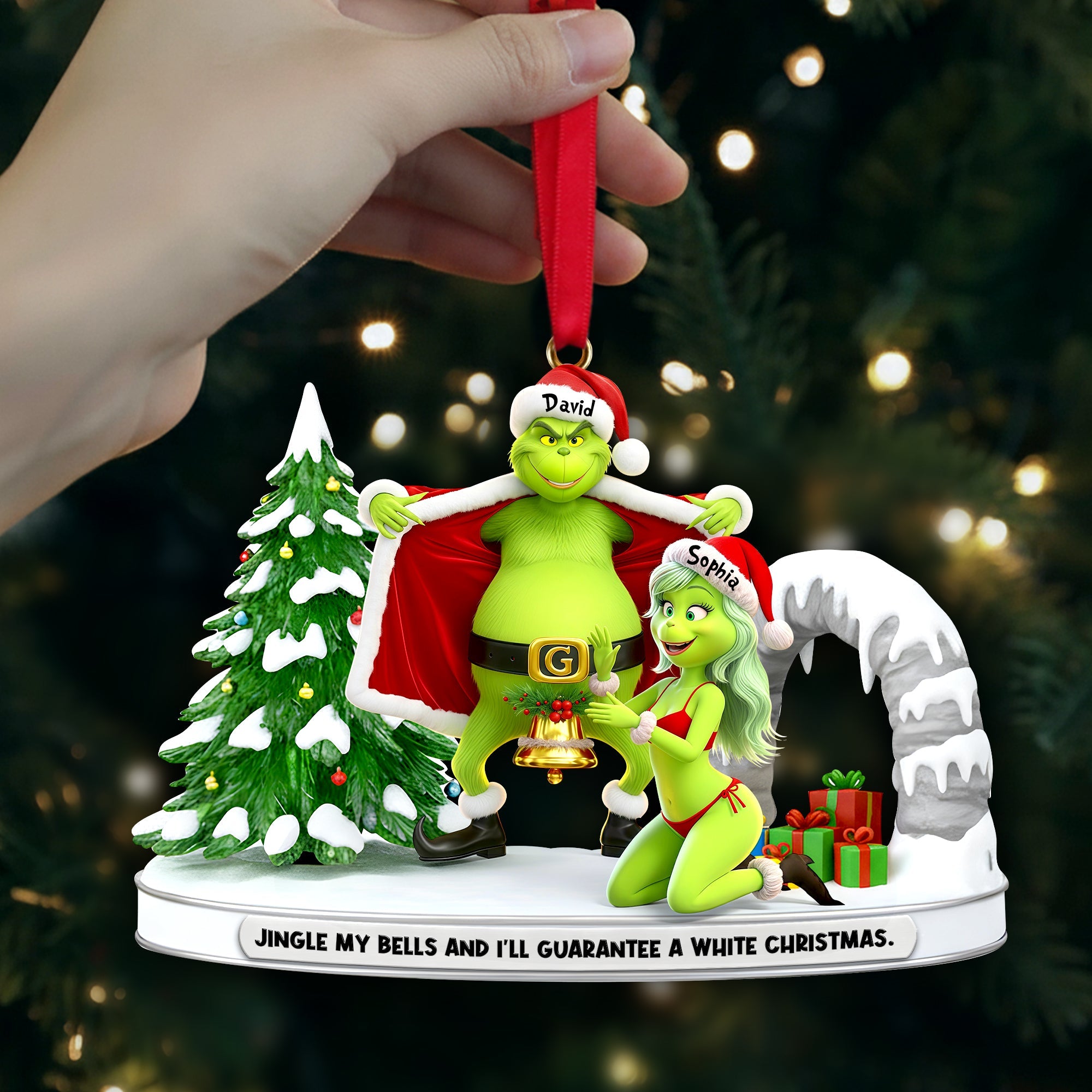Cheeky Green Couple Ornament - Personalized Gifts For Couples - Xmas Ornament Gift Cheeky Green Couple Ornament - Personalized Gifts For Couples - Xmas Ornament Gift