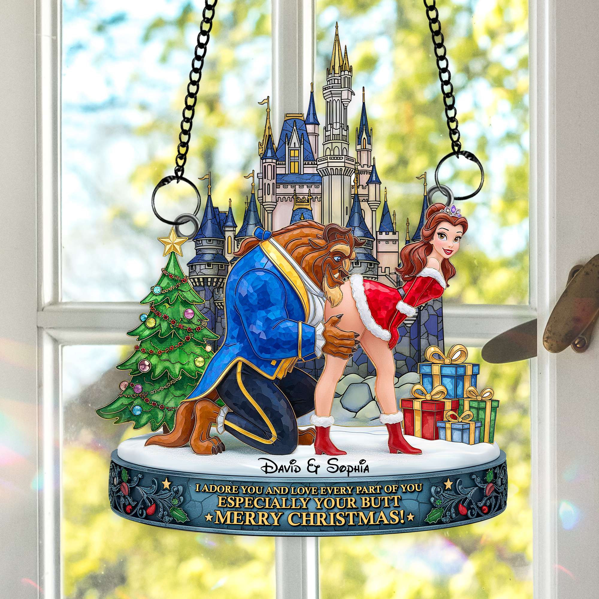 Cheeky Kiss Couple Suncatcher - Personalized Chritsmas Gift For Couples - Novelty Christmas Ornaments Funny Cheeky Kiss Couple Suncatcher - Personalized Chritsmas Gift For Couples - Novelty Christmas Ornaments Funny