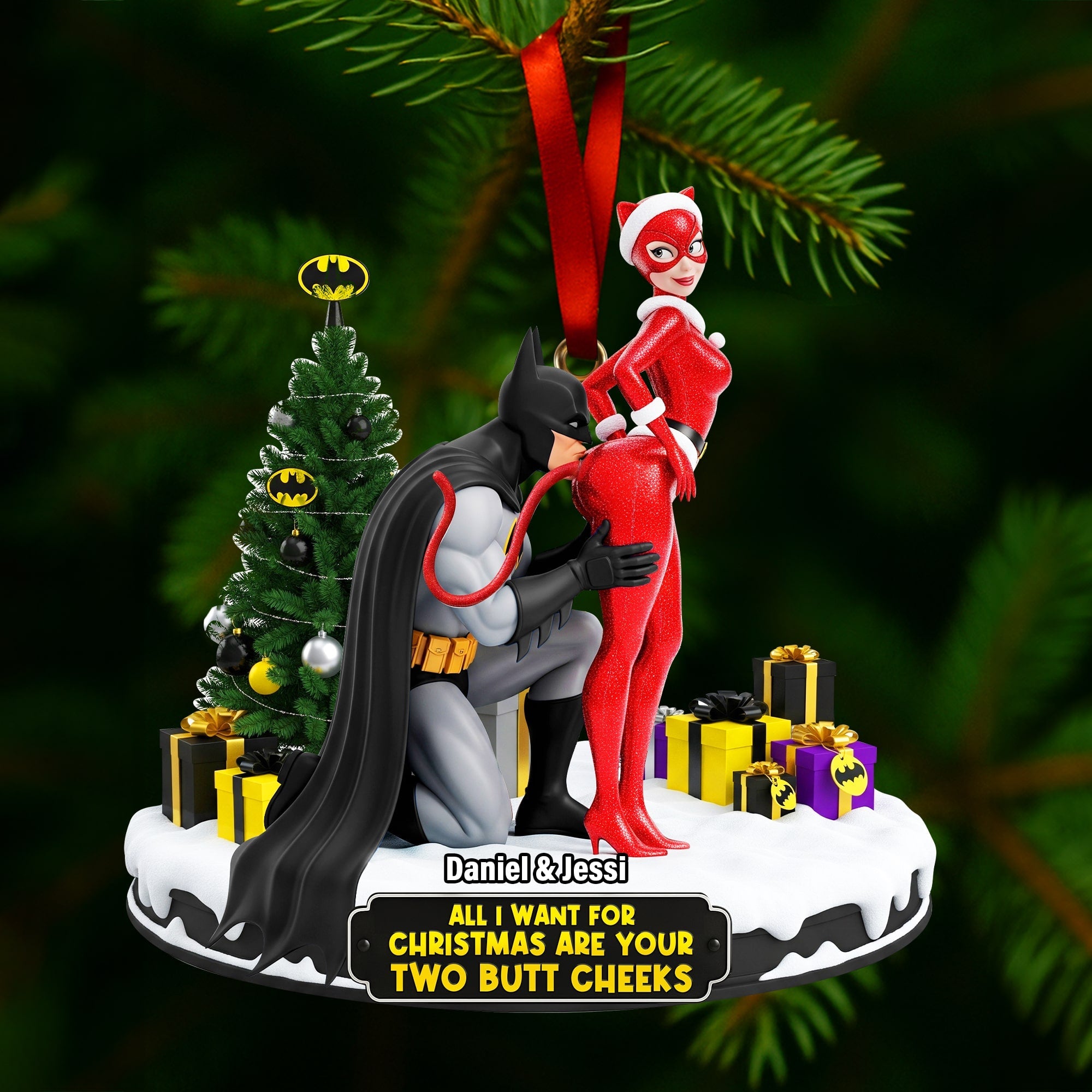 Cheeky Masked Couple Ornament - Personalized Gifts For Couple - Cute Christmas Tree Gift Idea