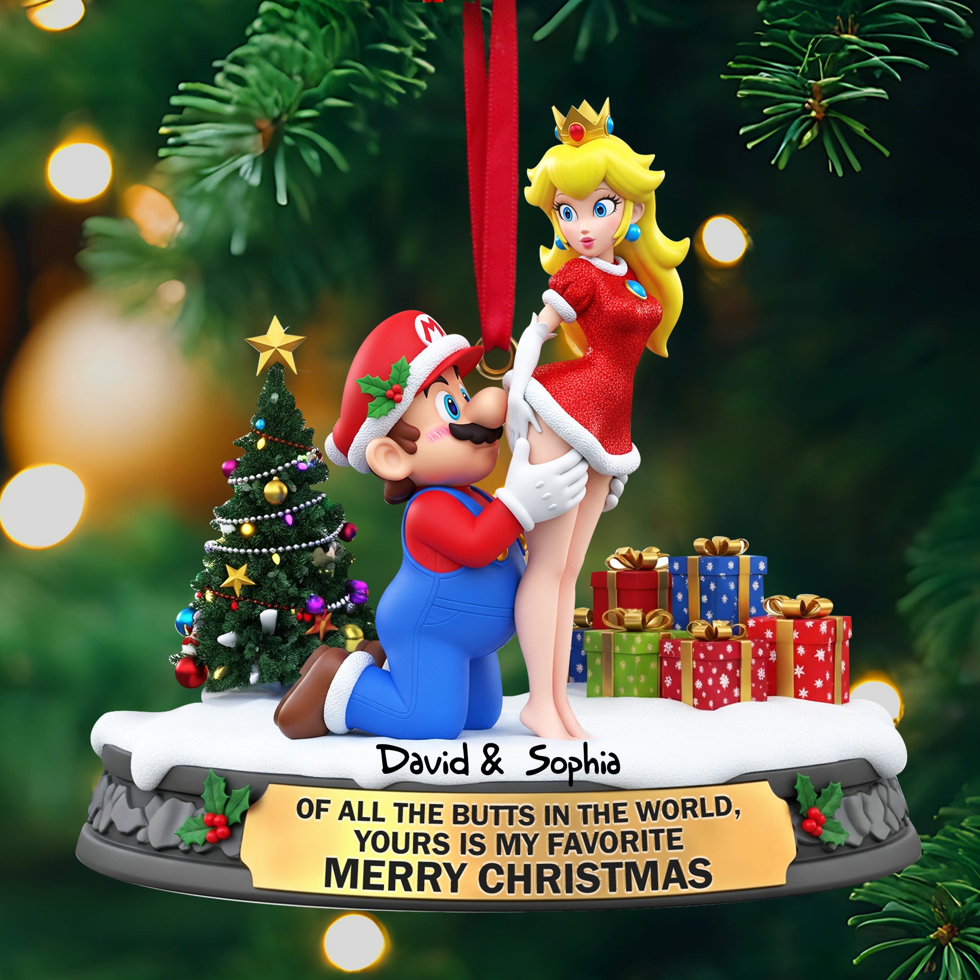 Cheeky Plumber Couple Ornament - Personalized Gifts For Couple - Fun Holiday Ornament Gift