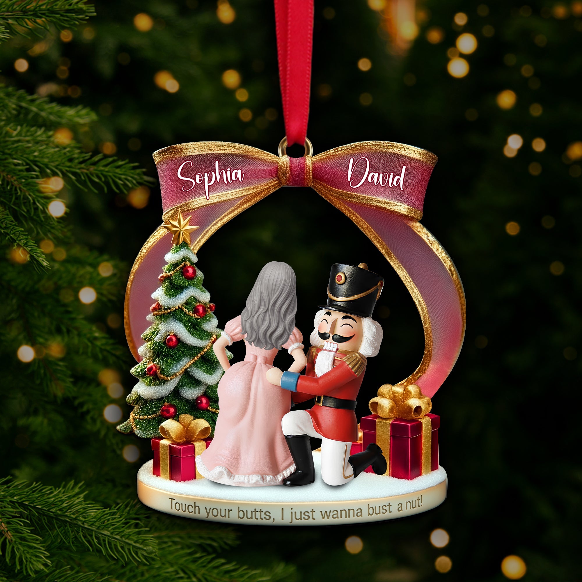 Cheeky Touch Couple Ornament - Personalized Christmas Gift For Couples - Holiday Season Gift Idea Cheeky Touch Couple Ornament - Personalized Christmas Gift For Couples - Holiday Season Gift Idea
