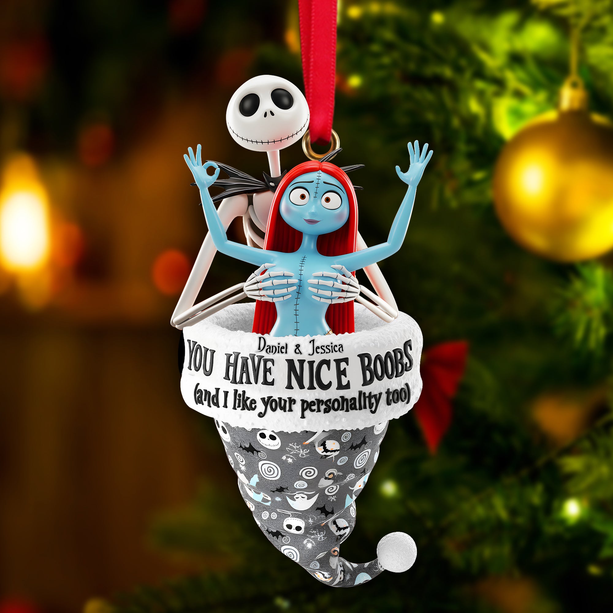 Cheeky Touch Couple Ornament - Personalized Christmas Gifts For Couple - Funny Christmas Ornament Gift
