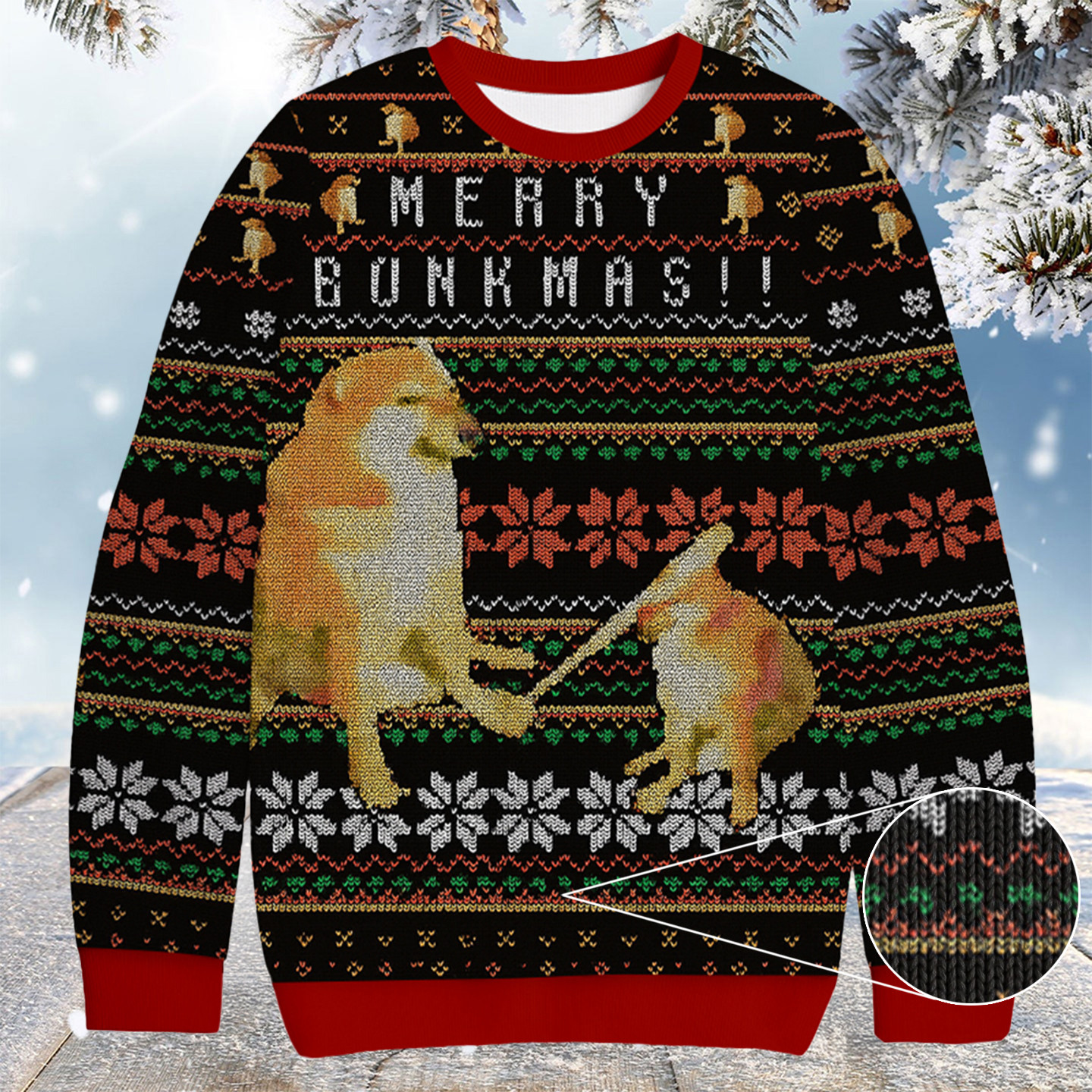 Cheems Doge Meme Christmas Ugly Sweater Cool Xmas Apparel Gift For Dog Lover