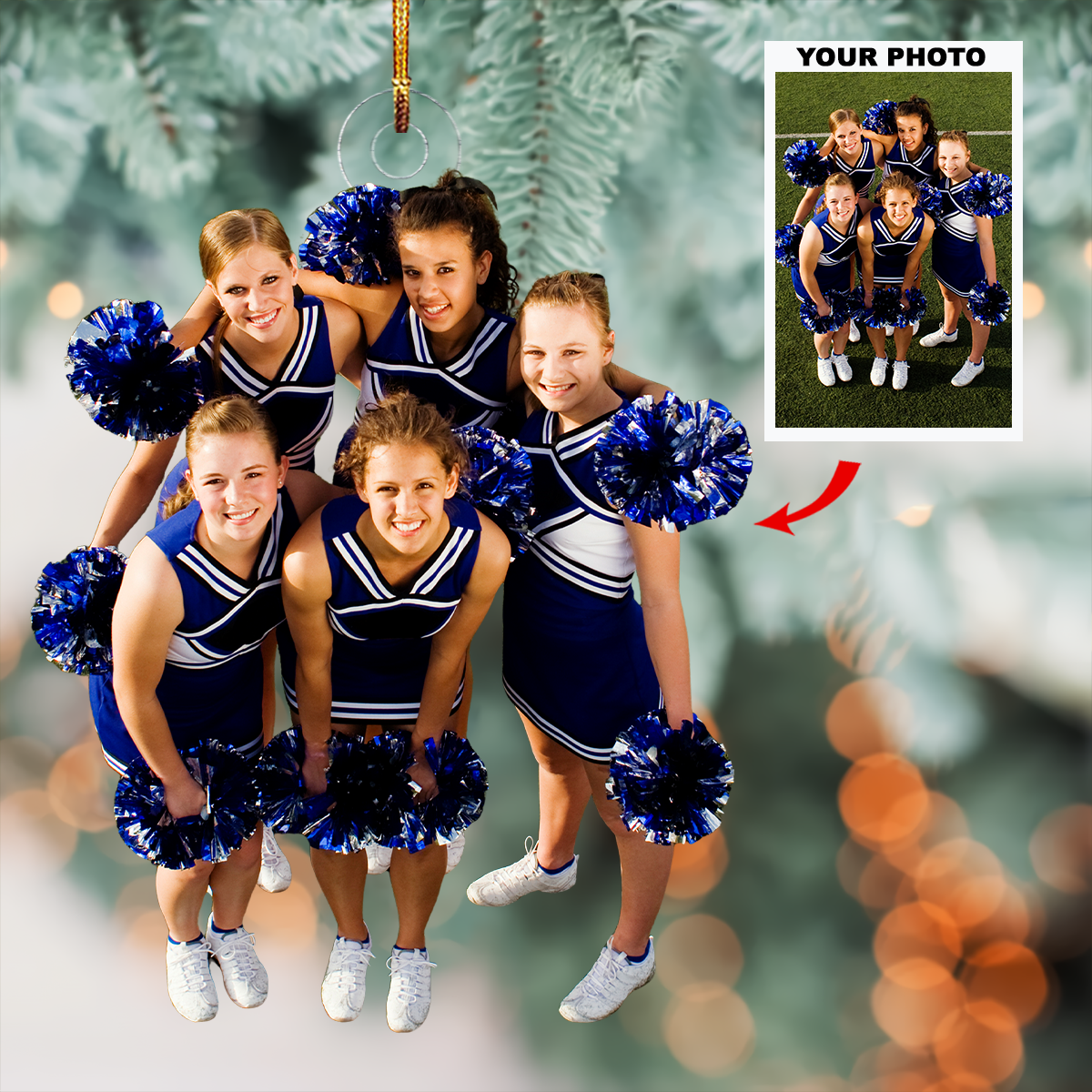 Cheer Force Personalized Photo Mica Ornament Gift For Cheerleader Friends