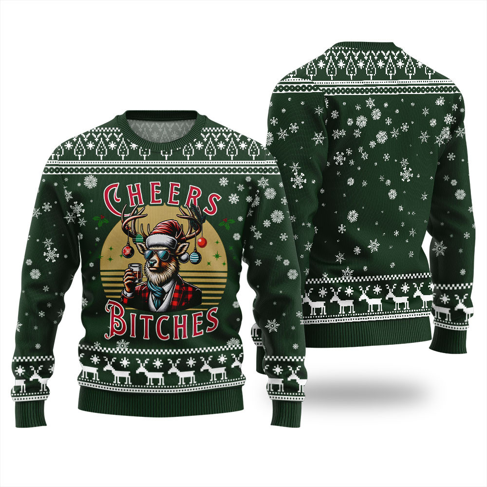 Cheer Reindeer Funny Christmas Sweater Funny Xmas Sweater for Ugly Sweater Parties