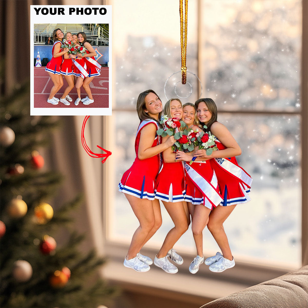 Cheer Squad Personalized Photo Mica Ornament Christmas Gift For Friends Besties