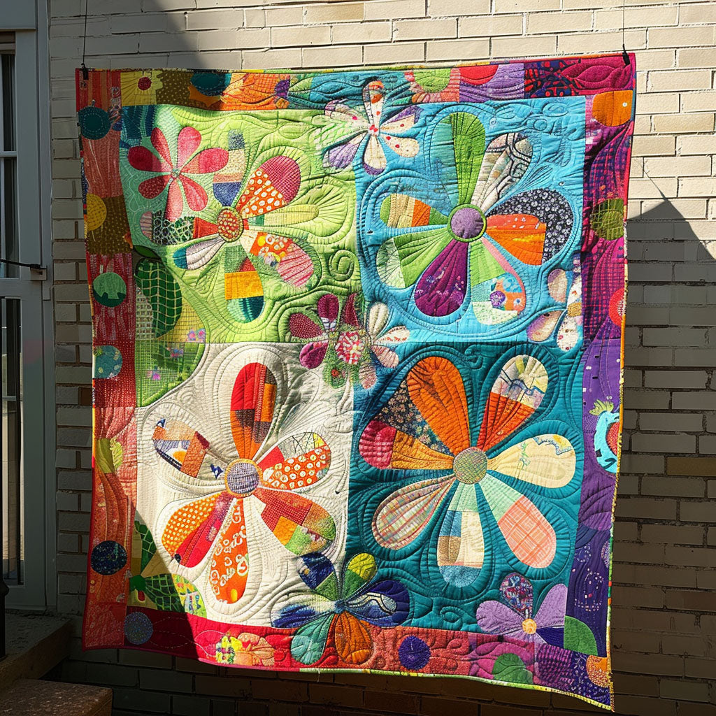 Cheerful Blooms Quilted Blanket Presents For Flower Lovers