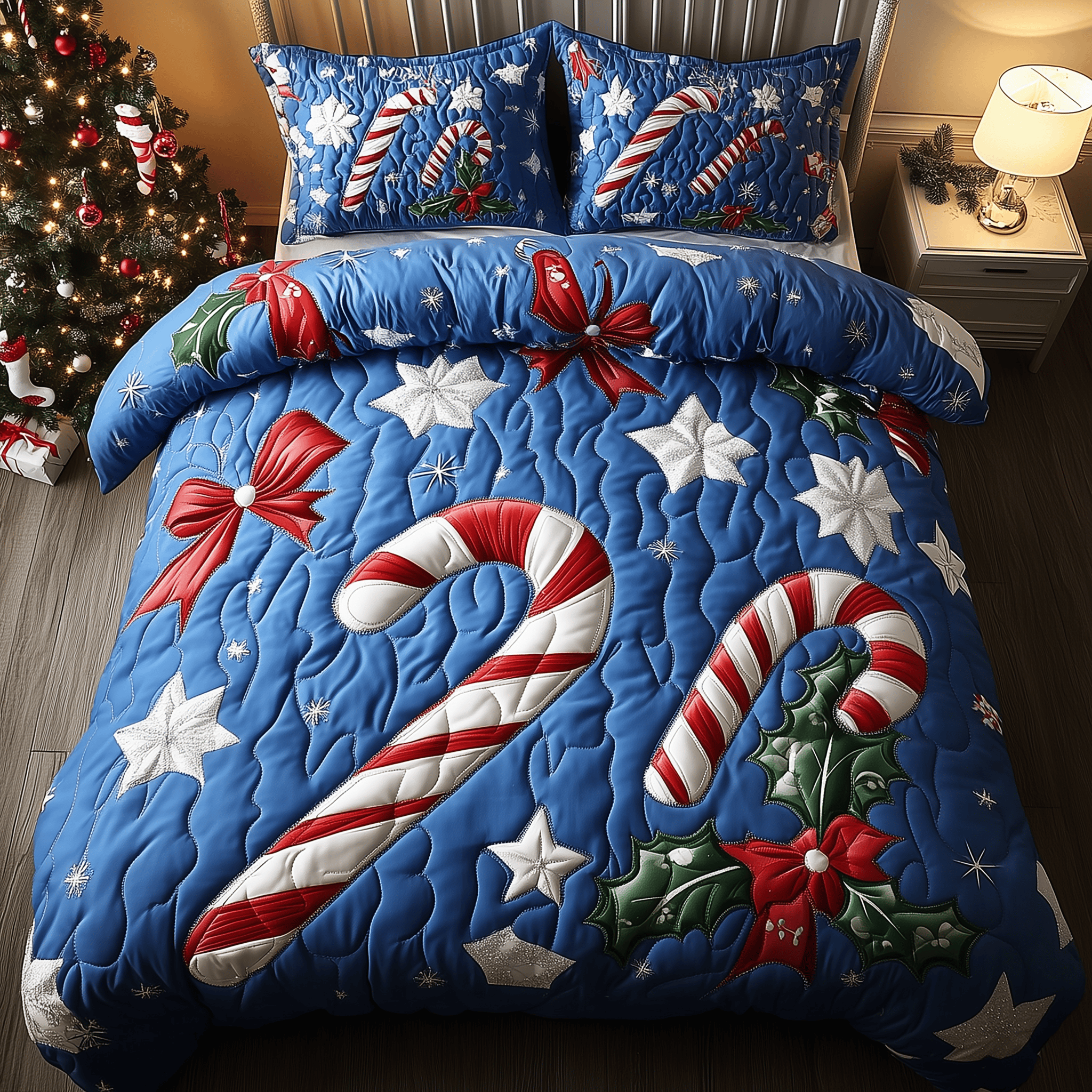 Cheerful Candy Cane Quilted Bedding Set Present Ideas For Teenage Guys