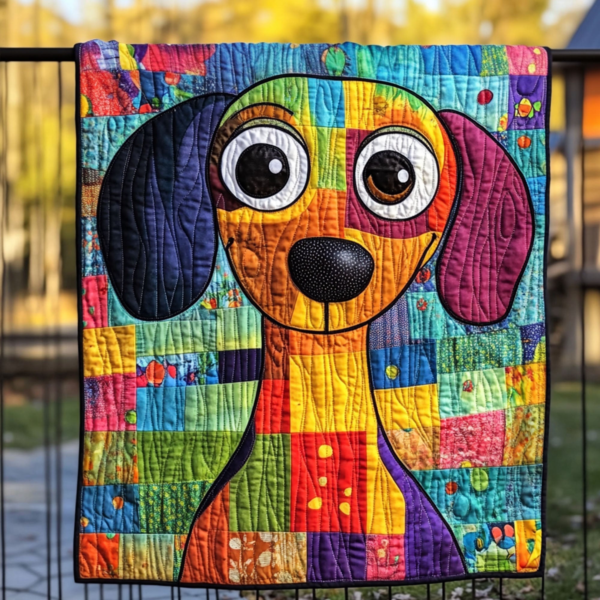 Cheerful Canine Quilted Blanket Sofa Couch Throw Blanket Dachshund Gifts For Her Him