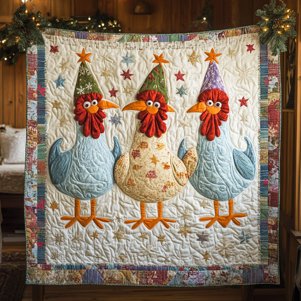 Cheerful Chicken Quilt Blanket Christmas Throw Blanket Best Gifts For Chicken Lovers