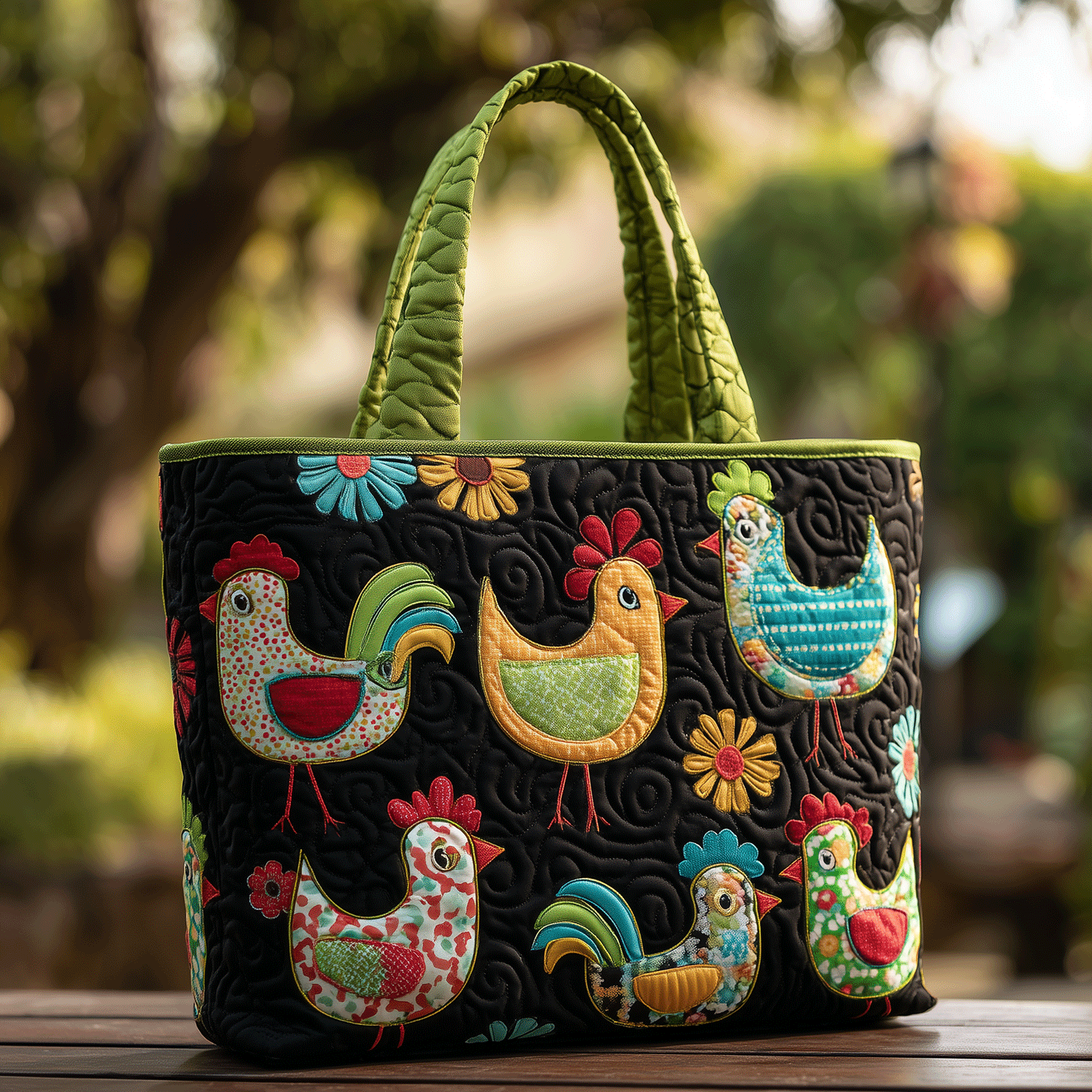 Cheerful Chooks Farm Quilted Tote Bag Practical Gifts For Farmers