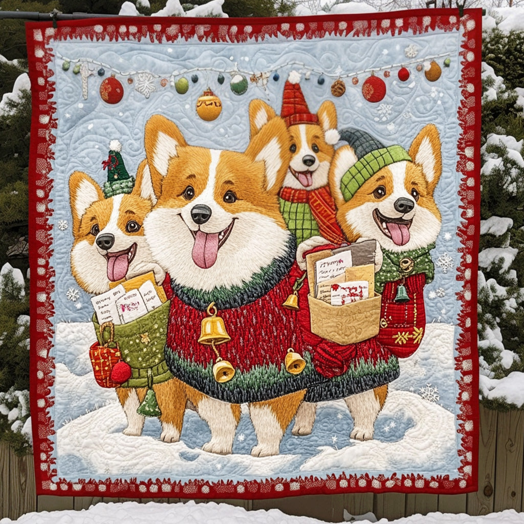 Cheerful Corgi Squad Quilted Blanket Dog And Owner Gift Ideas