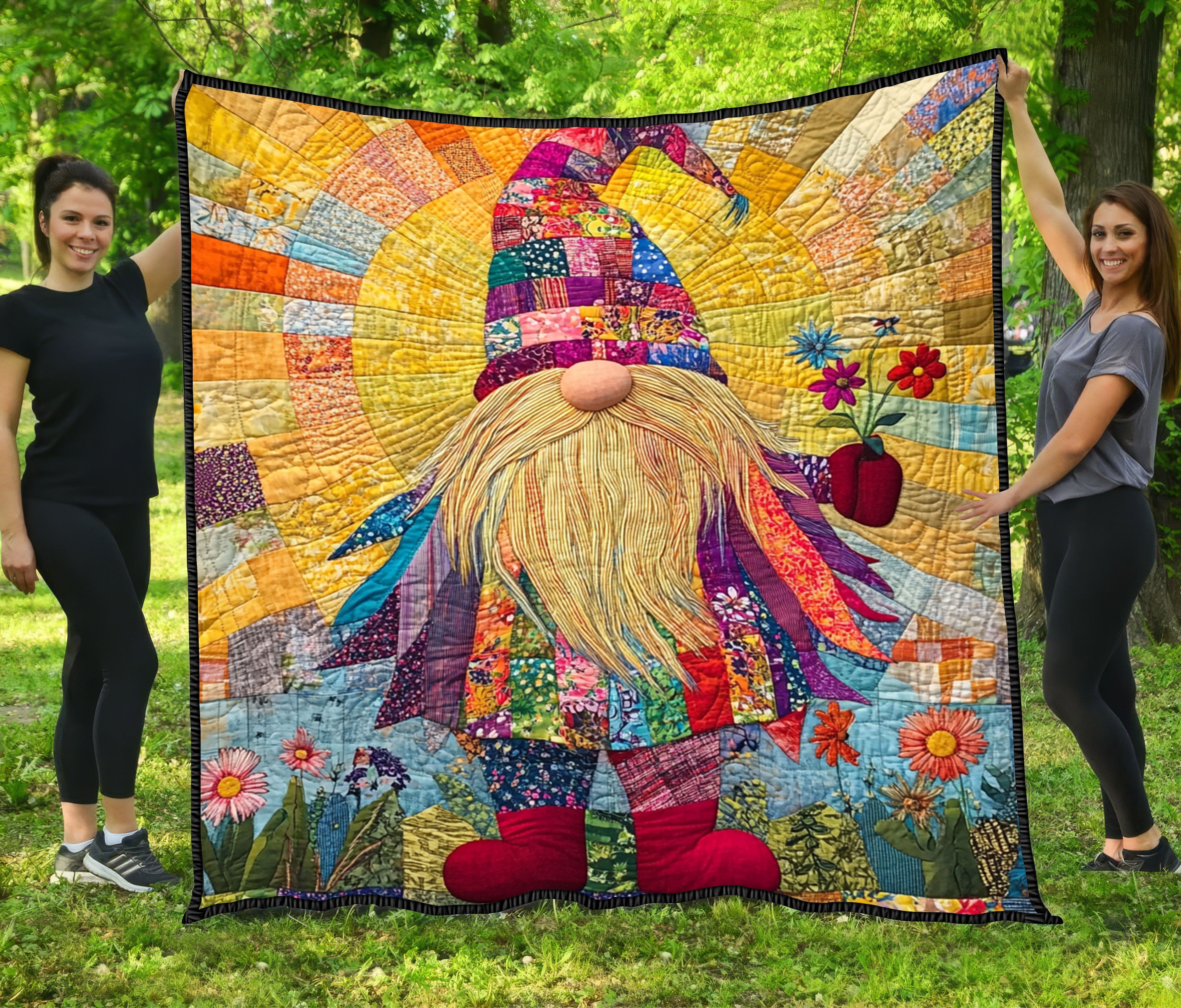 Cheerful Gnome Quilted Blanket Sofa Throw BlanketChristmas Gifts For Dad