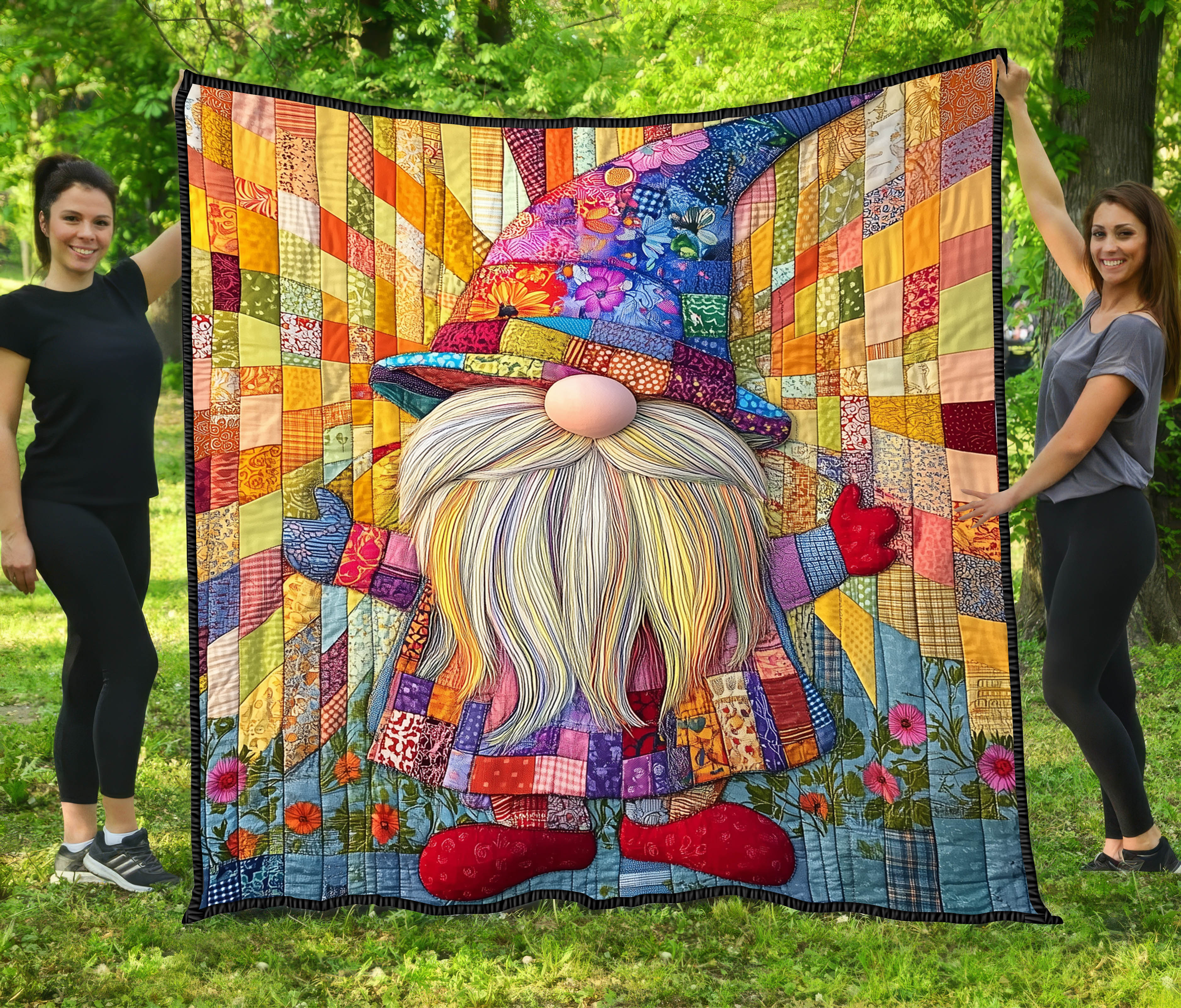 Cheerful Gnome Quilted Blanket Sofa Throw BlanketChristmas Gifts For Girlfriend