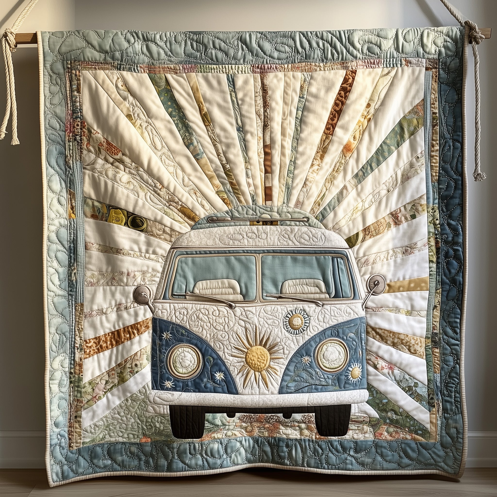 Cheerful Journey Quilted Blanket Sofa Throw BlanketHippie Christmas Gifts