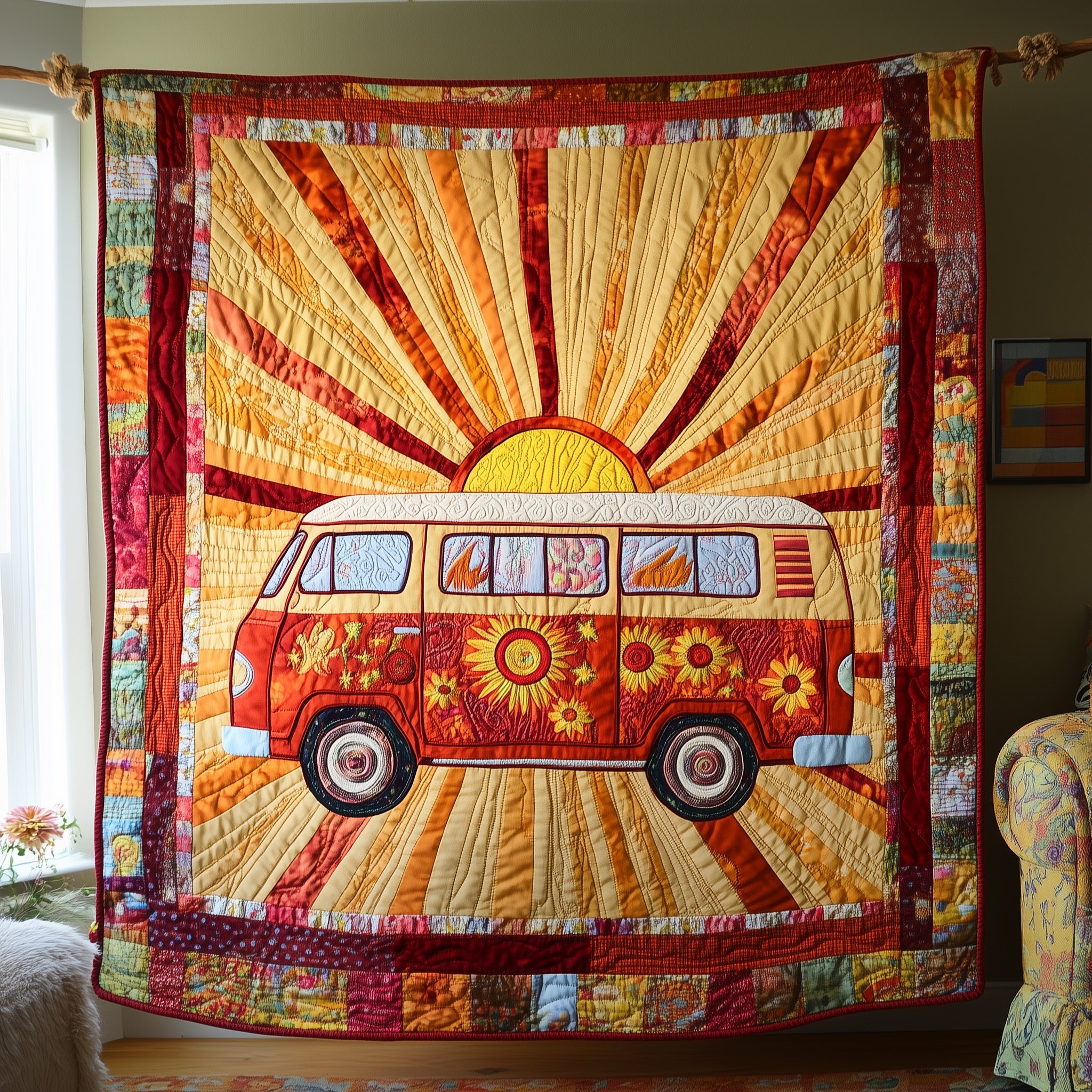 Cheerful Journey Quilted Blanket Sofa Throw BlanketHippie Gifts For Him
