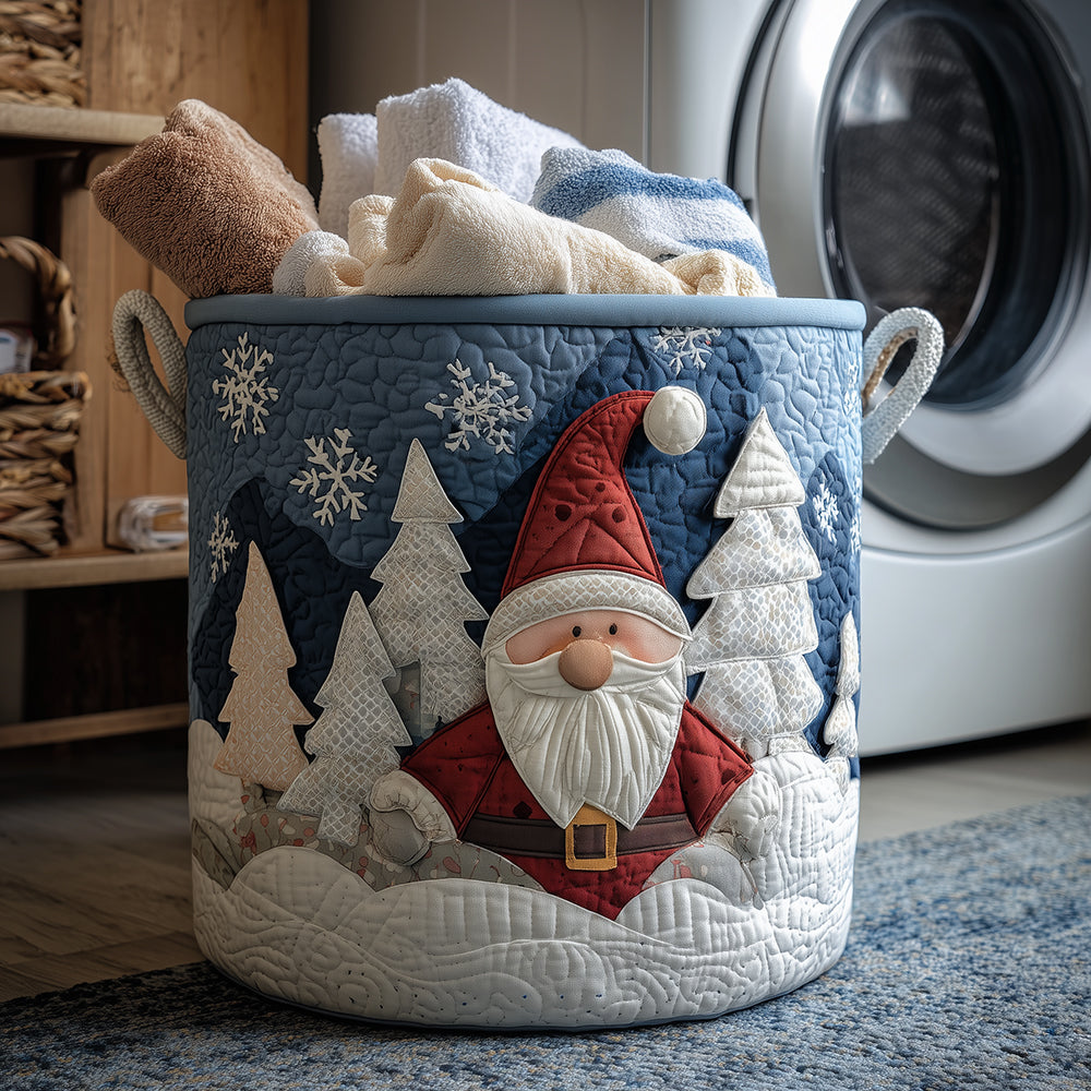 Cheerful Santa Quilted Laundry Basket Merch For Couples