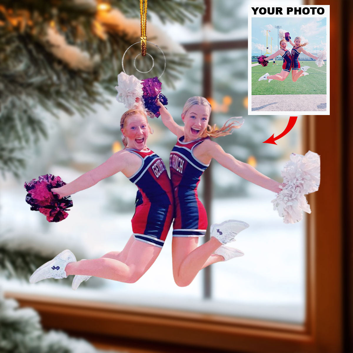 Cheerful Spirit Personalized Photo Mica Ornament Christmas Gift For Cheerleaders Family