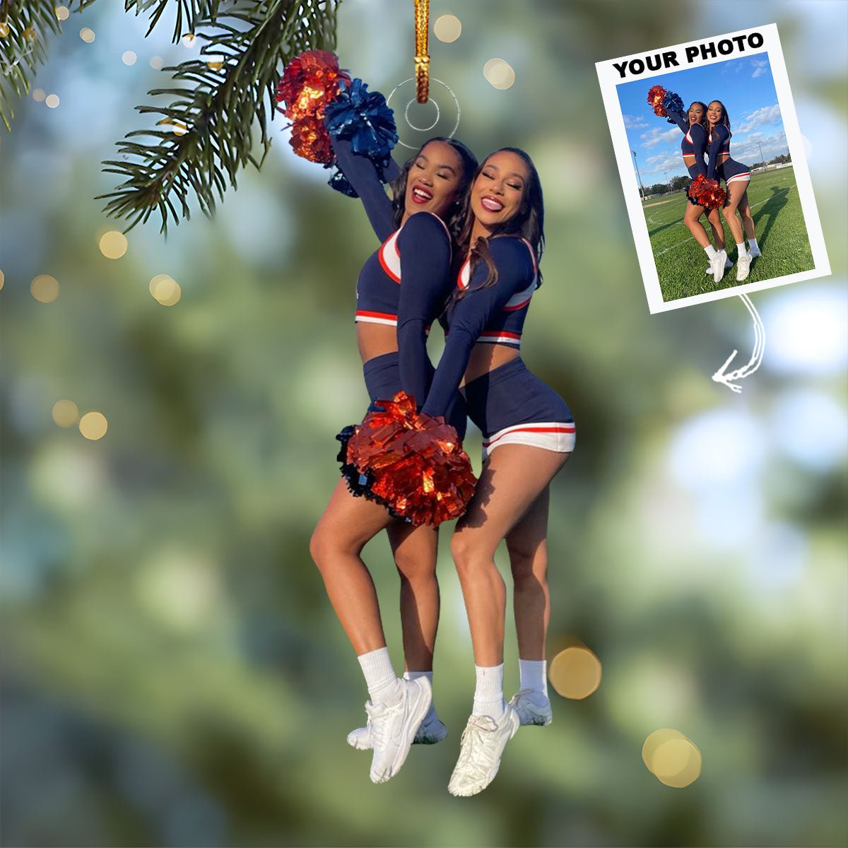 Cheerful Twins Personalized Photo Mica Ornament Gift For Besties Friends