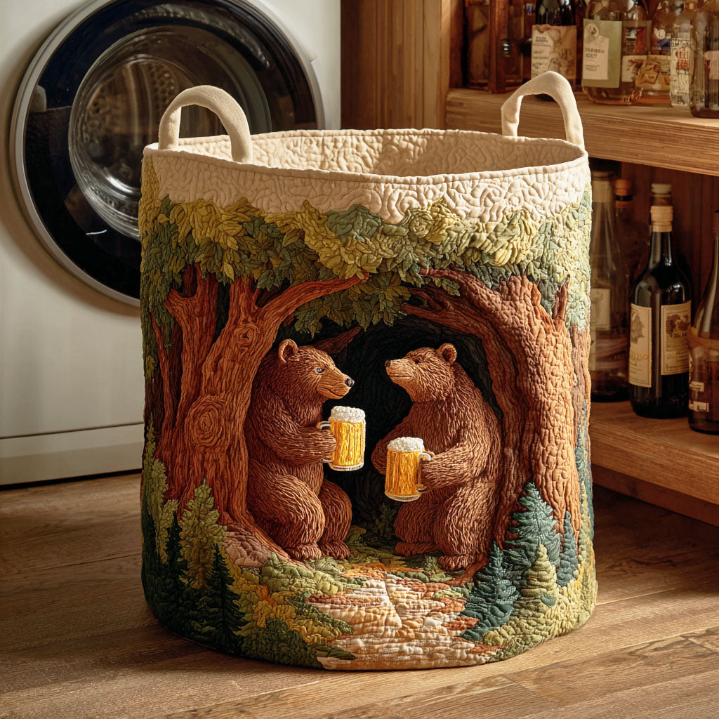 Cheers Bear Quilted Laundry Basket New Year Merch Gift