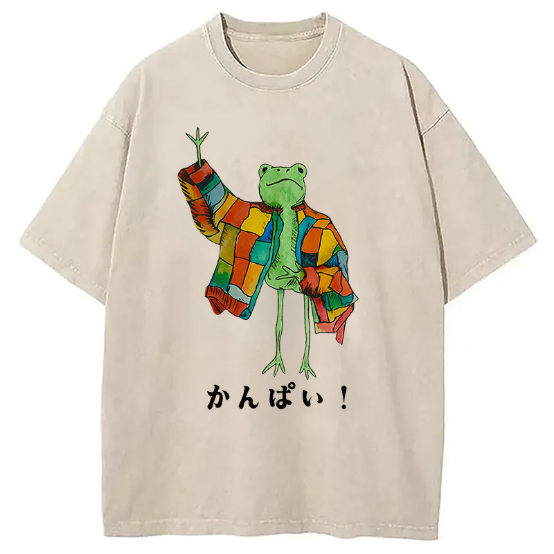 Cheers Frog Washed T-Shirt Everyday Comfort Graphic Shirt Gifts For Brother