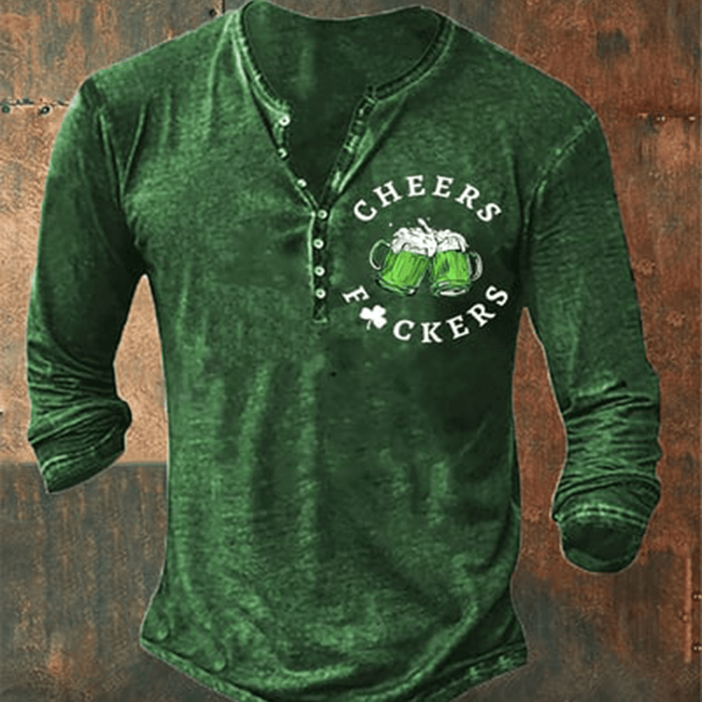 Cheers Fuckers St Paddys Day Button Long Sleeve Shirt St Patrick's Day 2026 Apparel