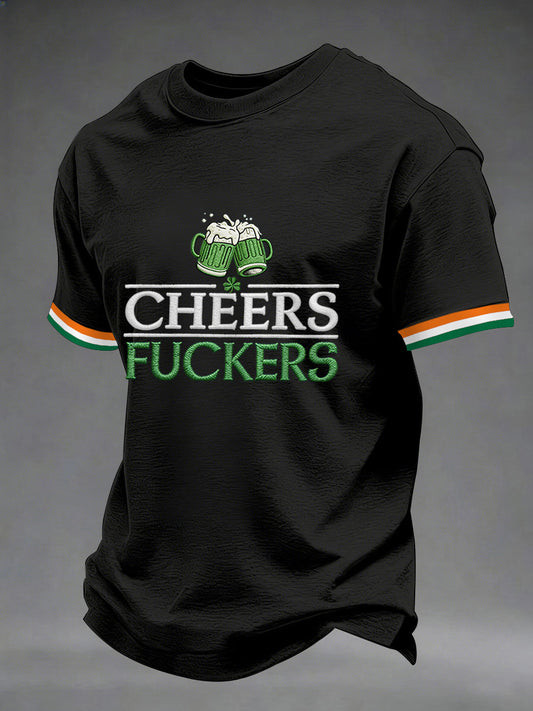 Cheers Fuckers T-Shirt Funny St Patricks Day Irish Beer Drinking Shirt Gift For Men