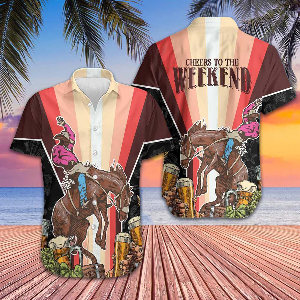 Cheers to the Weekend Rodeo Hawaiian Shirt Western Cowboy Drinking Shirt Gift For Him Cheers to the Weekend Rodeo Hawaiian Shirt Western Cowboy Drinking Shirt Gift For Him