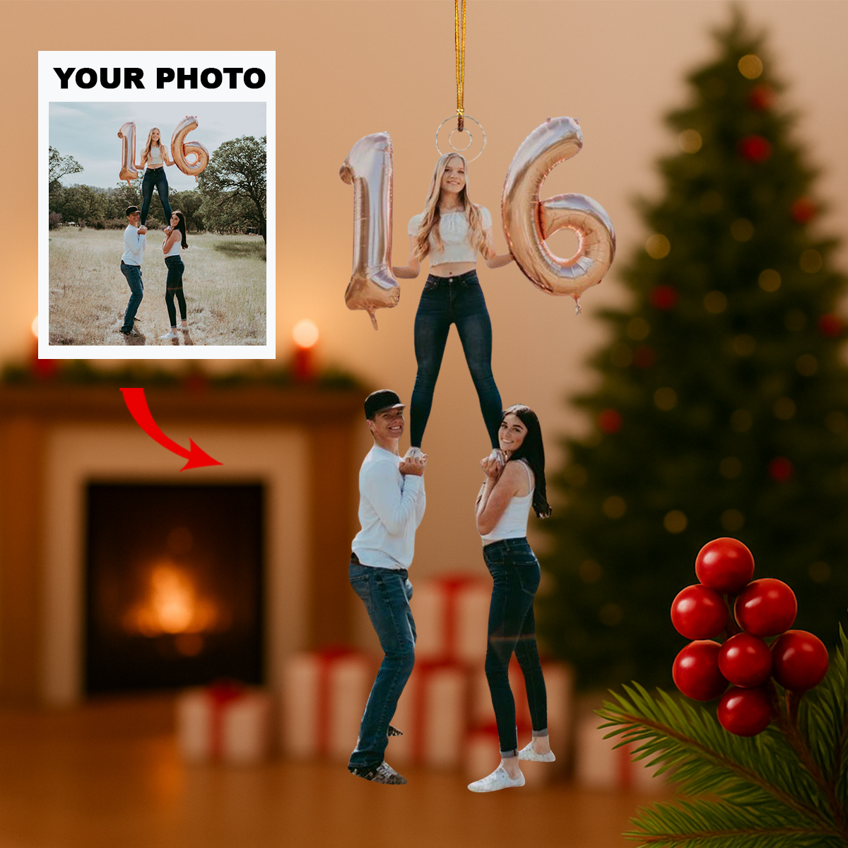 Cheers To Us Personalized Photo Mica Ornament Customized Your Photo Ornament Christmas