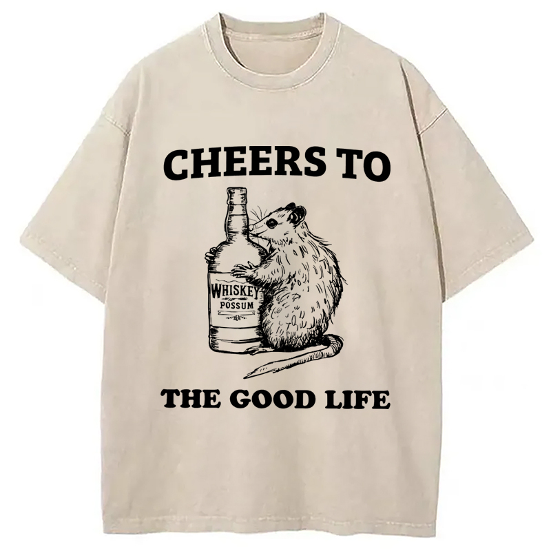 Cheese To The Good Life Washed T-Shirt Soft Comfortable Daily T Shirt Gifts For Him Cheese To The Good Life Washed T-Shirt Soft Comfortable Daily T Shirt Gifts For Him