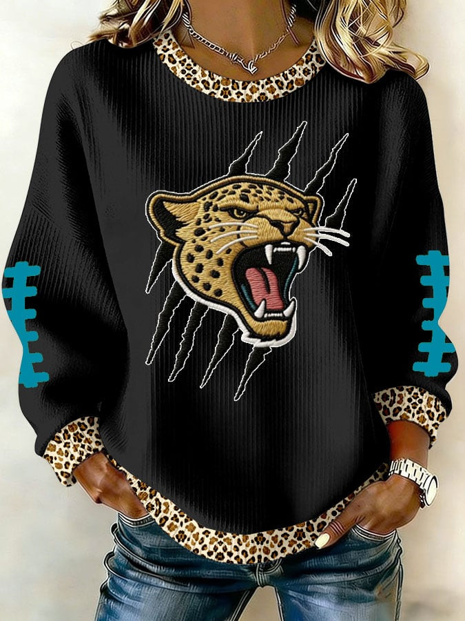 Cheetah Jacksonville Football Waffle Sweatshirt Jaguars Merch Jacksonville Pride Game Day Clothes
