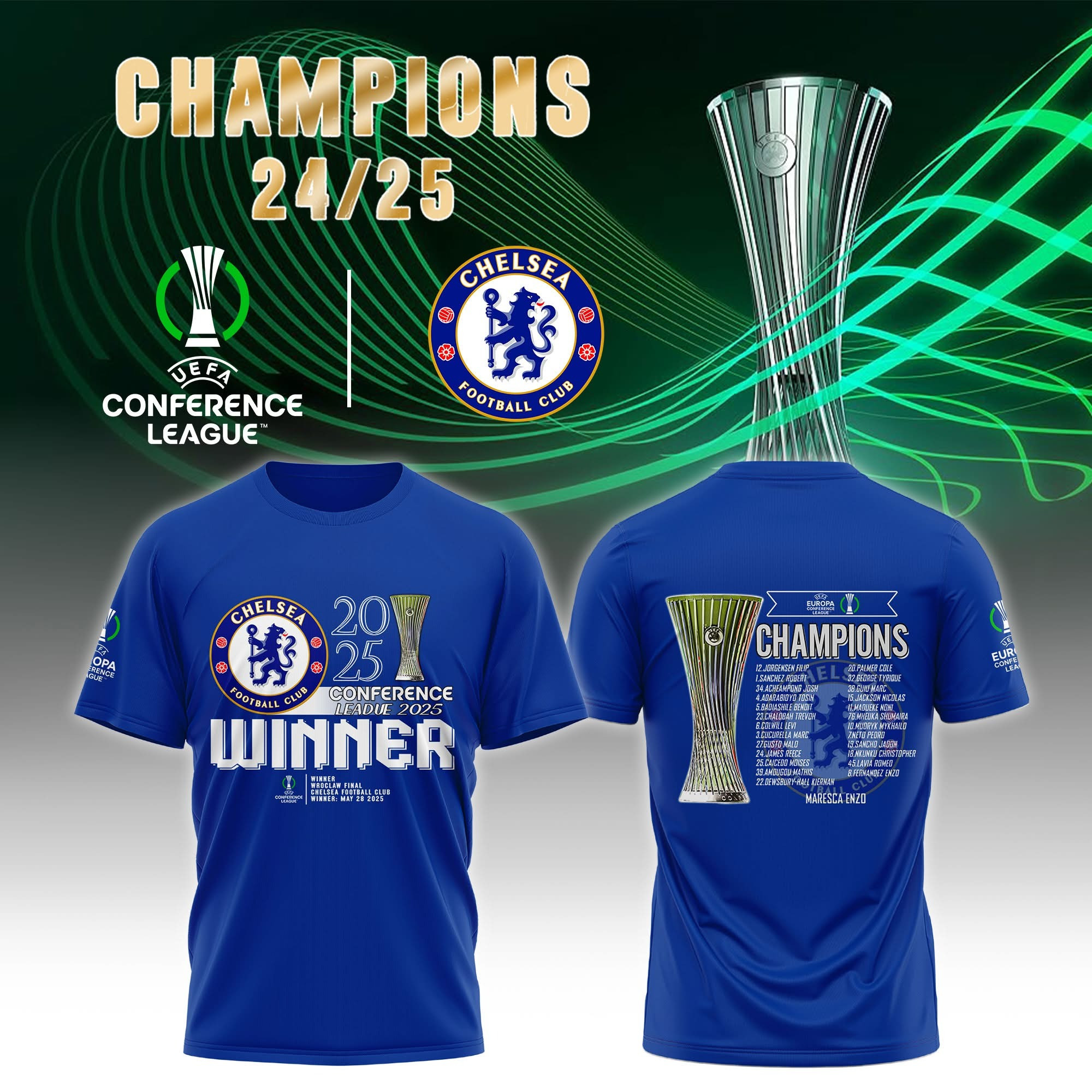 Chelsea 2025 Conference League Winner Champions Shirt Chelsea F.C. Football Fan Merch Gifts
