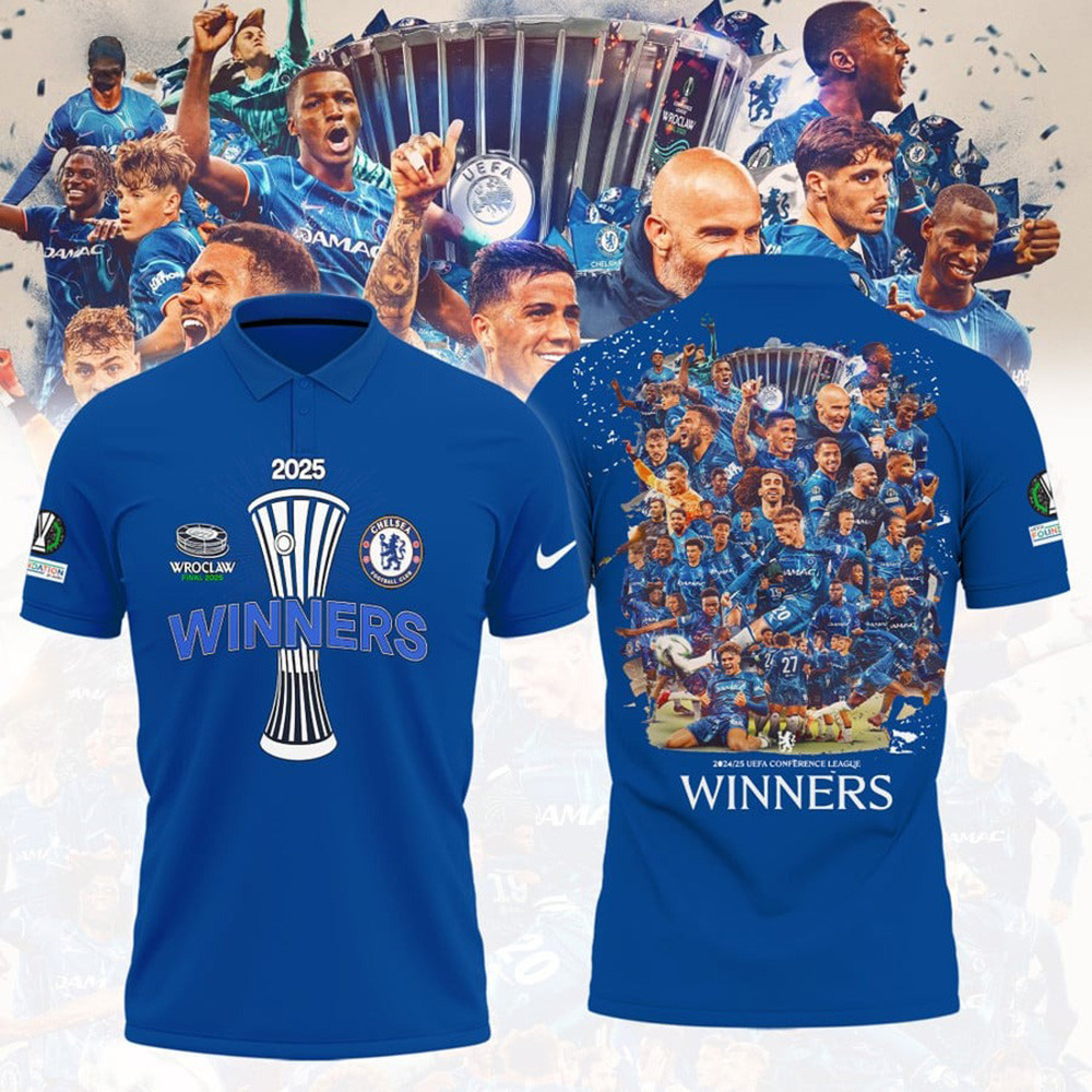 Chelsea F.C. UEFA League UECL Winners Champions 2025 Polo Shirt Chelsea Football Fan Gifts