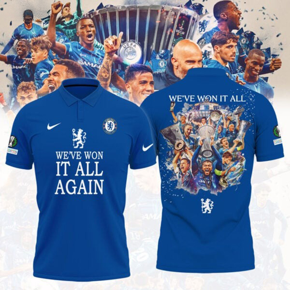 Chelsea F.C. UEFA League UECL Winners Champions 2025 Polo Shirt Football Club Fan Merch