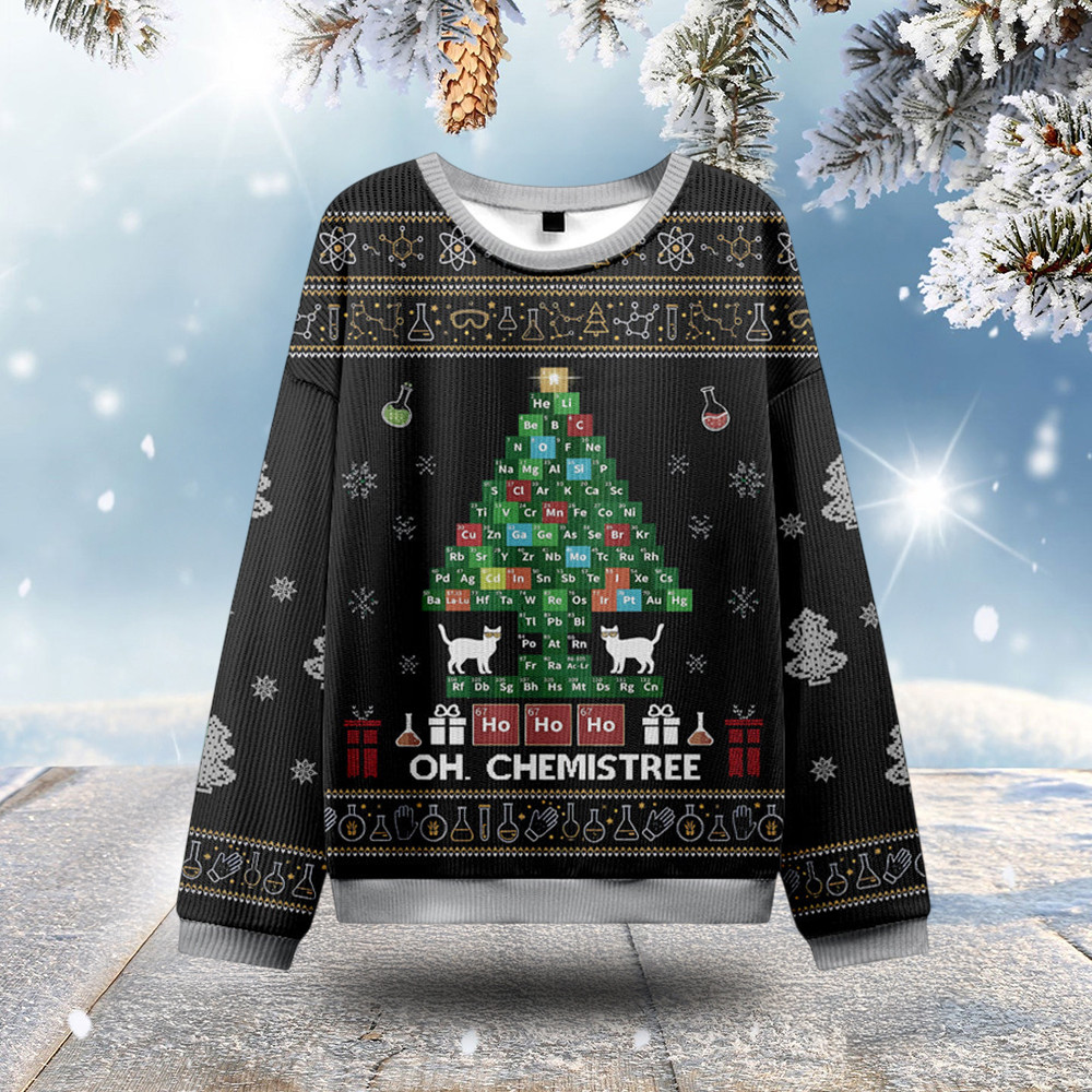 Chemical Element Tree Ugly Christmas Sweater Ho Ho Ho Christmas Apparel Gifts For Him
