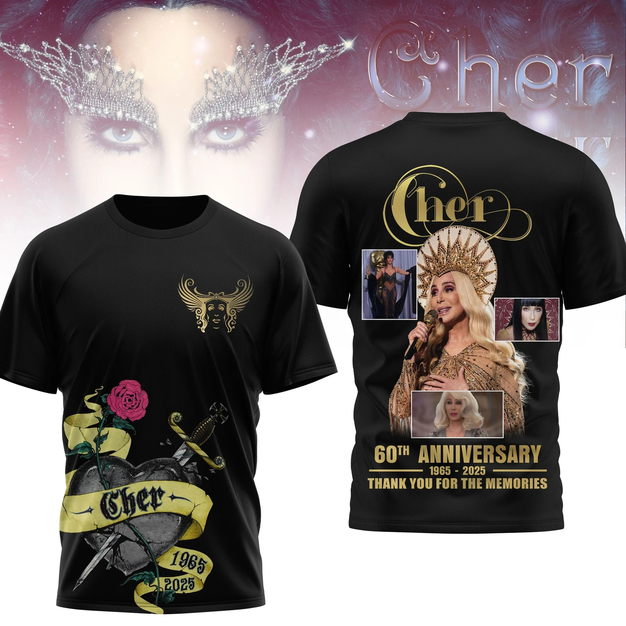 Cher 60th Anniveary Thank You For The Memories 1965 2025 T-Shirt Gift For Concert Lover
