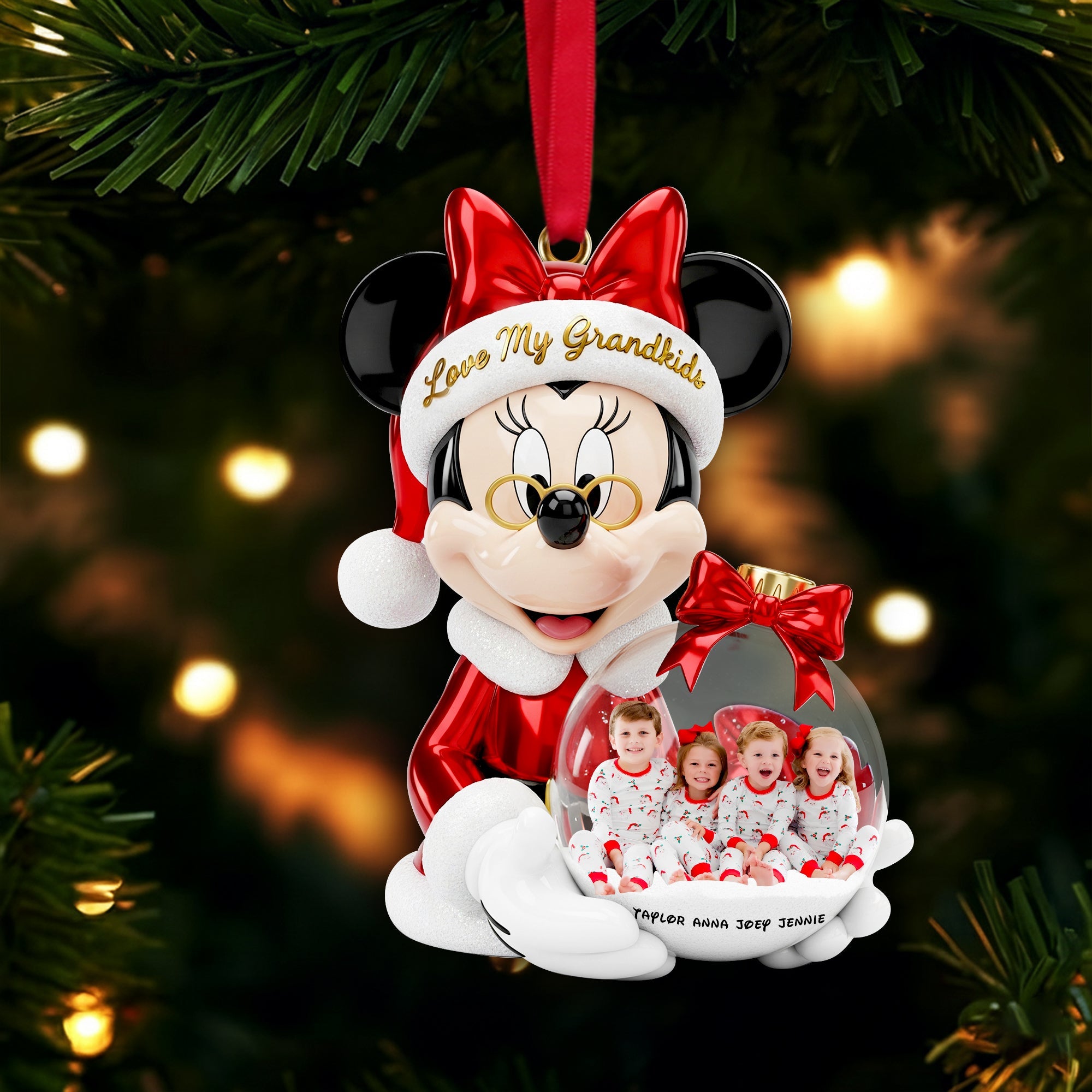 Cherished Grandkids Ornament - Personalized Custom Photo Gift For Grandkids - Holiday Season Gift Idea