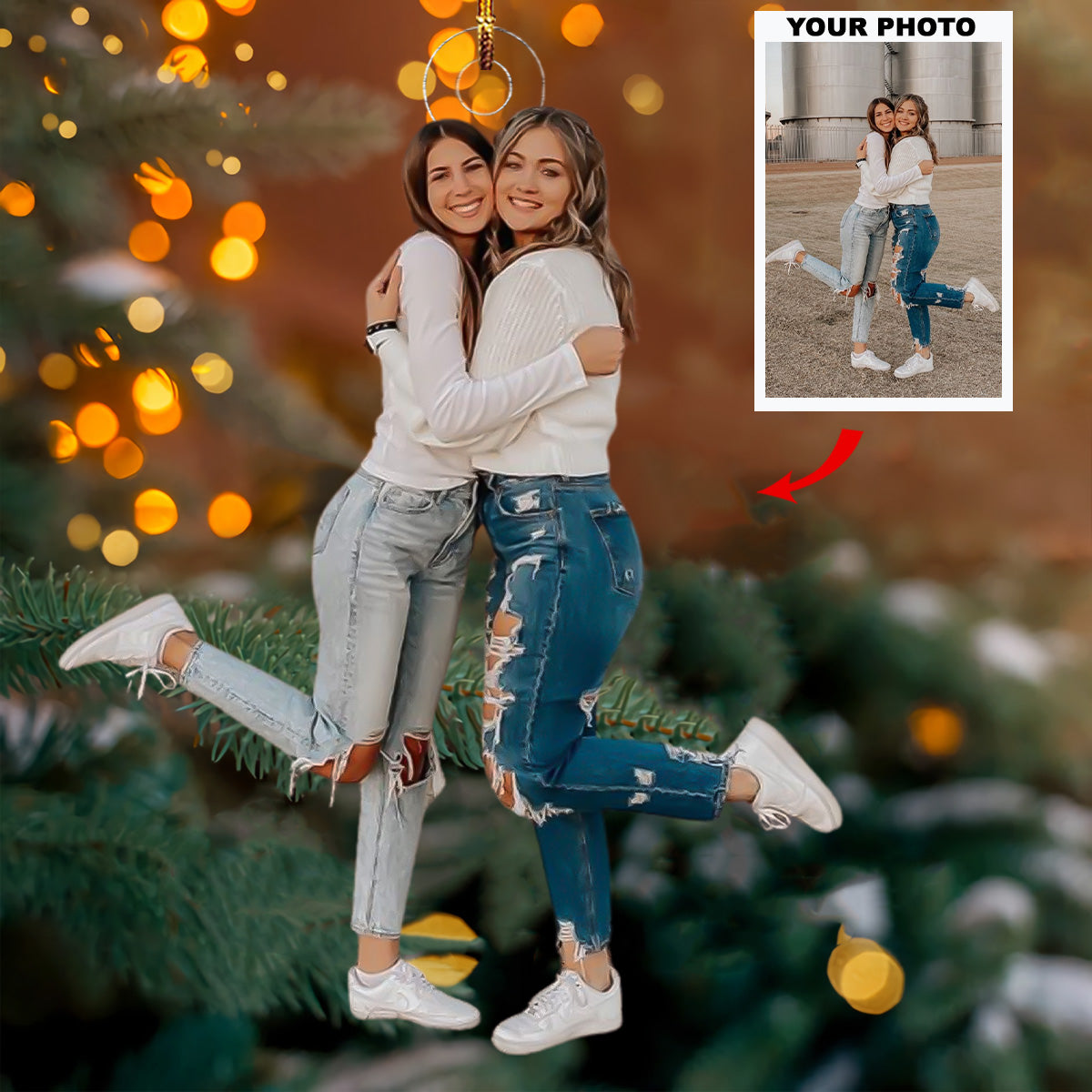 Cherished Moments Personalized Photo Mica Ornament Christmas Gifts For Bestie Sister
